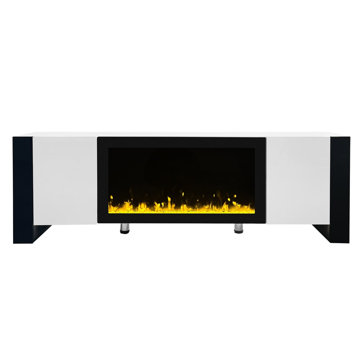 TV Stand with 34.2" Non-heating Electric Fireplace, Entertainment Center with Cabinets, Media Console for TVs up to 78"