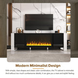 TV Stand with 34.2" Non-heating Electric Fireplace, Entertainment Center with Cabinets, Media Console for TVs up to 78"