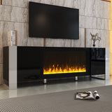 TV Stand with 34.2" Non-heating Electric Fireplace, Entertainment Center with Cabinets, Media Console for TVs up to 78"