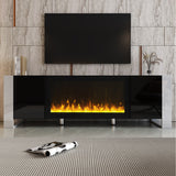 TV Stand with 34.2" Non-heating Electric Fireplace, Entertainment Center with Cabinets, Media Console for TVs up to 78"