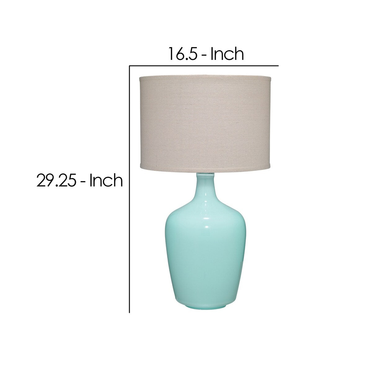 Table Lamp with Bellied Shape Ceramic Base, Blue