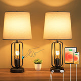 Table Lamps Set of 2 Industrial Touch Control Desk Lamp with 2 USB Ports and AC Outlet