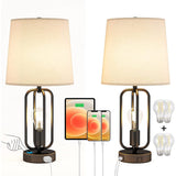 Table Lamps Set of 2 Industrial Touch Control Desk Lamp with 2 USB Ports and AC Outlet
