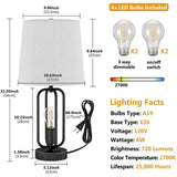 Table Lamps Set of 2 Industrial Touch Control Desk Lamp with 2 USB Ports and AC Outlet
