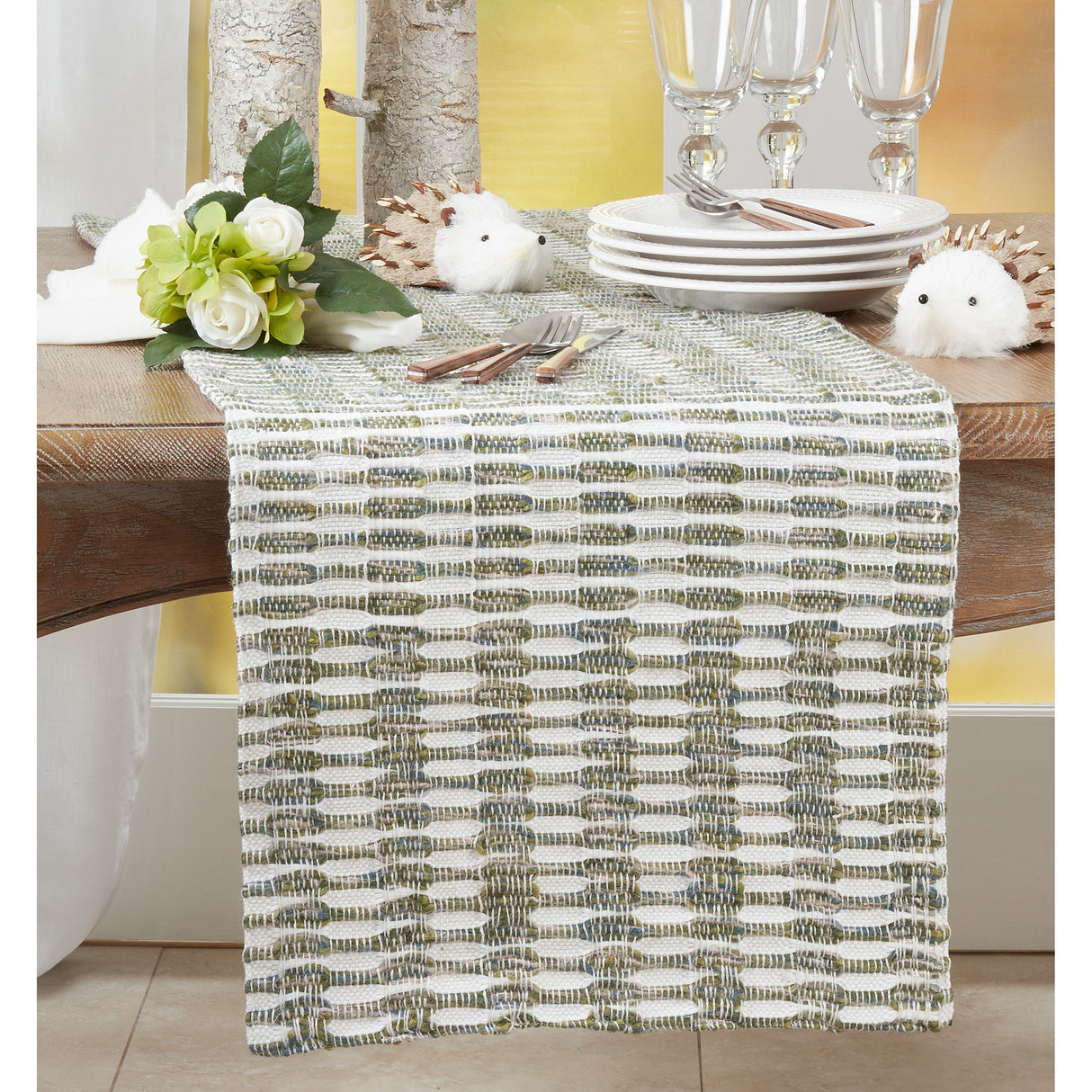 Table Runner With Woven Line Design