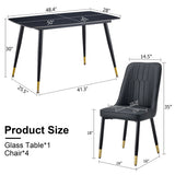 Table and chair set. Black sintered stone tabletop with black metal legs