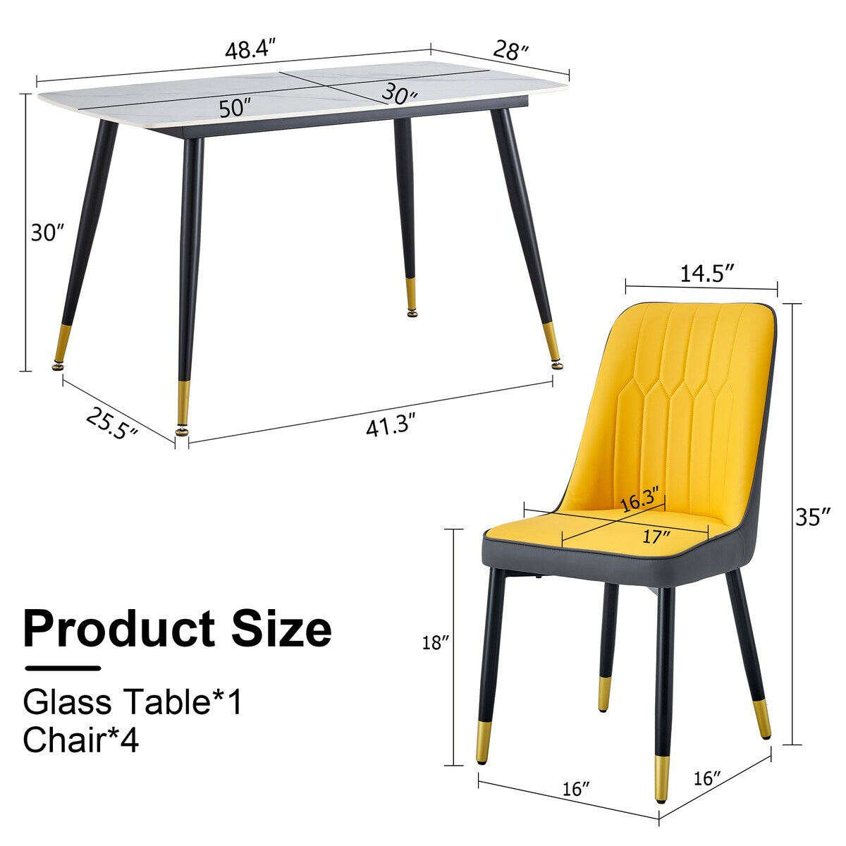 Table and chair set. Black sintered stone tabletop with black metal legs