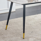 Table and chair set. Black sintered stone tabletop with black metal legs