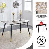 Table and chair set. Black sintered stone tabletop with black metal legs