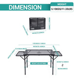 Table for Grill, Folding Camping Table, Card Table Adjustable Height & Width, Mesh Bag, Side-Pocket, Portable Outdoor & Indoor
