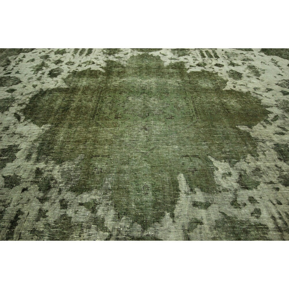Tabriz Collection Jungle Green Overdyed Hand-knotted Wool Area Rug (10' x 14')