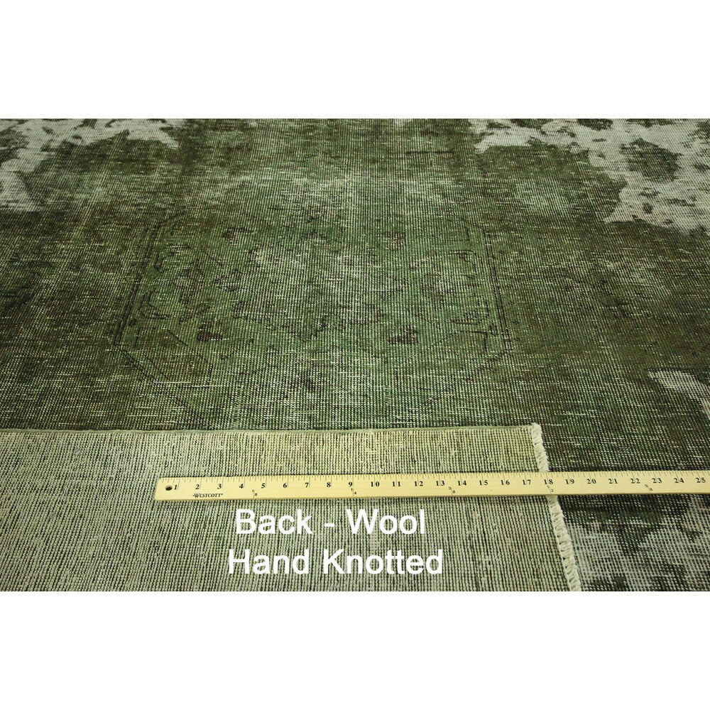 Tabriz Collection Jungle Green Overdyed Hand-knotted Wool Area Rug (10' x 14')