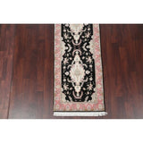 Tabriz Floral Hand Made Wool & Silk Persian Rug - 10'5" x 2'11" Runner