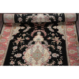 Tabriz Floral Hand Made Wool & Silk Persian Rug - 10'5" x 2'11" Runner