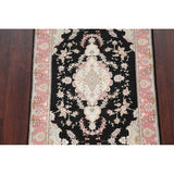 Tabriz Floral Hand Made Wool & Silk Persian Rug - 10'5" x 2'11" Runner