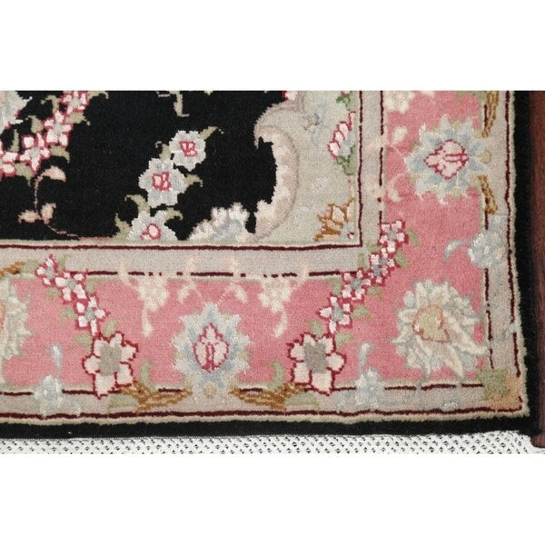 Tabriz Floral Hand Made Wool & Silk Persian Rug - 10'5" x 2'11" Runner