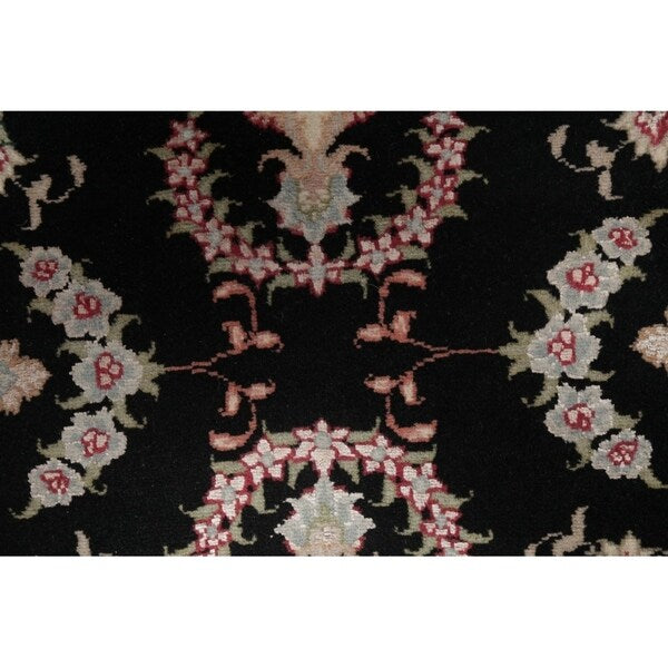 Tabriz Floral Hand Made Wool & Silk Persian Rug - 10'5" x 2'11" Runner