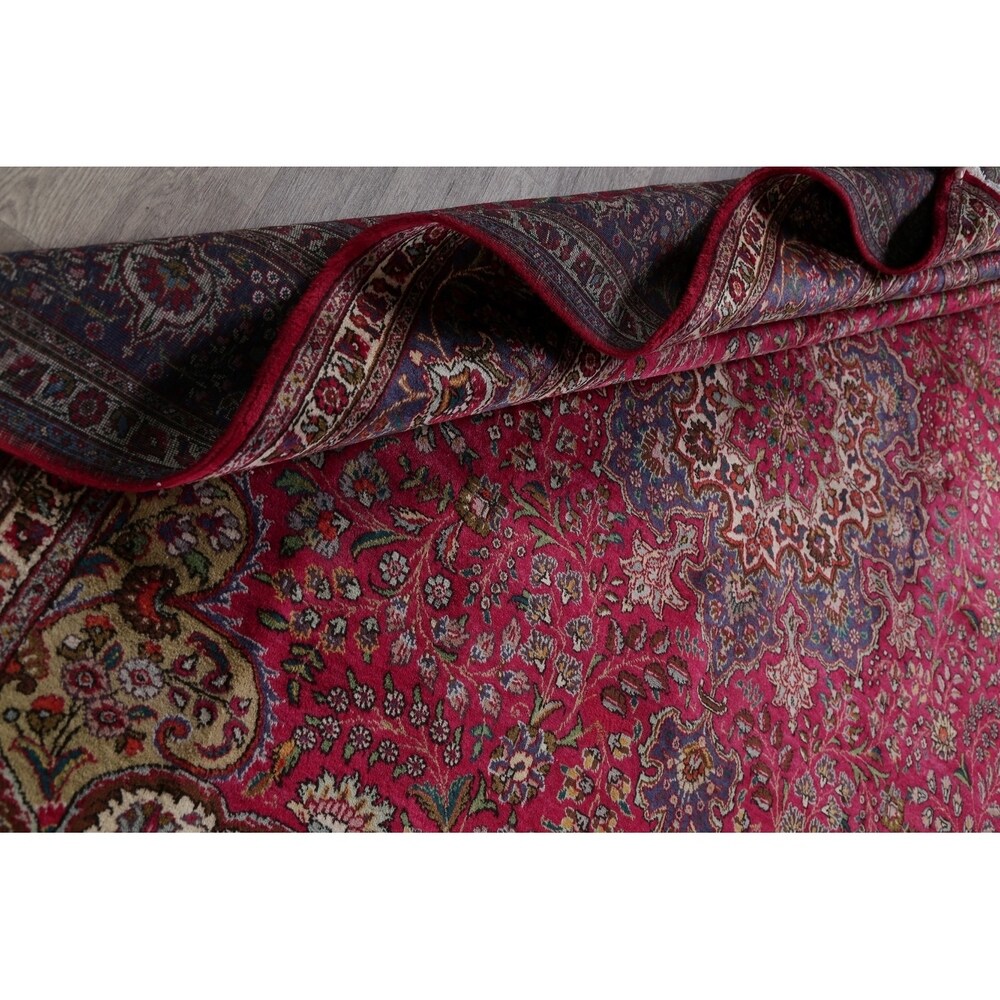 Tabriz Floral Medallion Handmade Wool Persian Oriental Area Rug - 12'11" x 9'8"