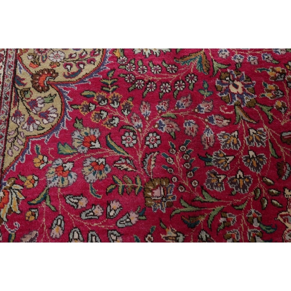 Tabriz Floral Medallion Handmade Wool Persian Oriental Area Rug - 12'11" x 9'8"