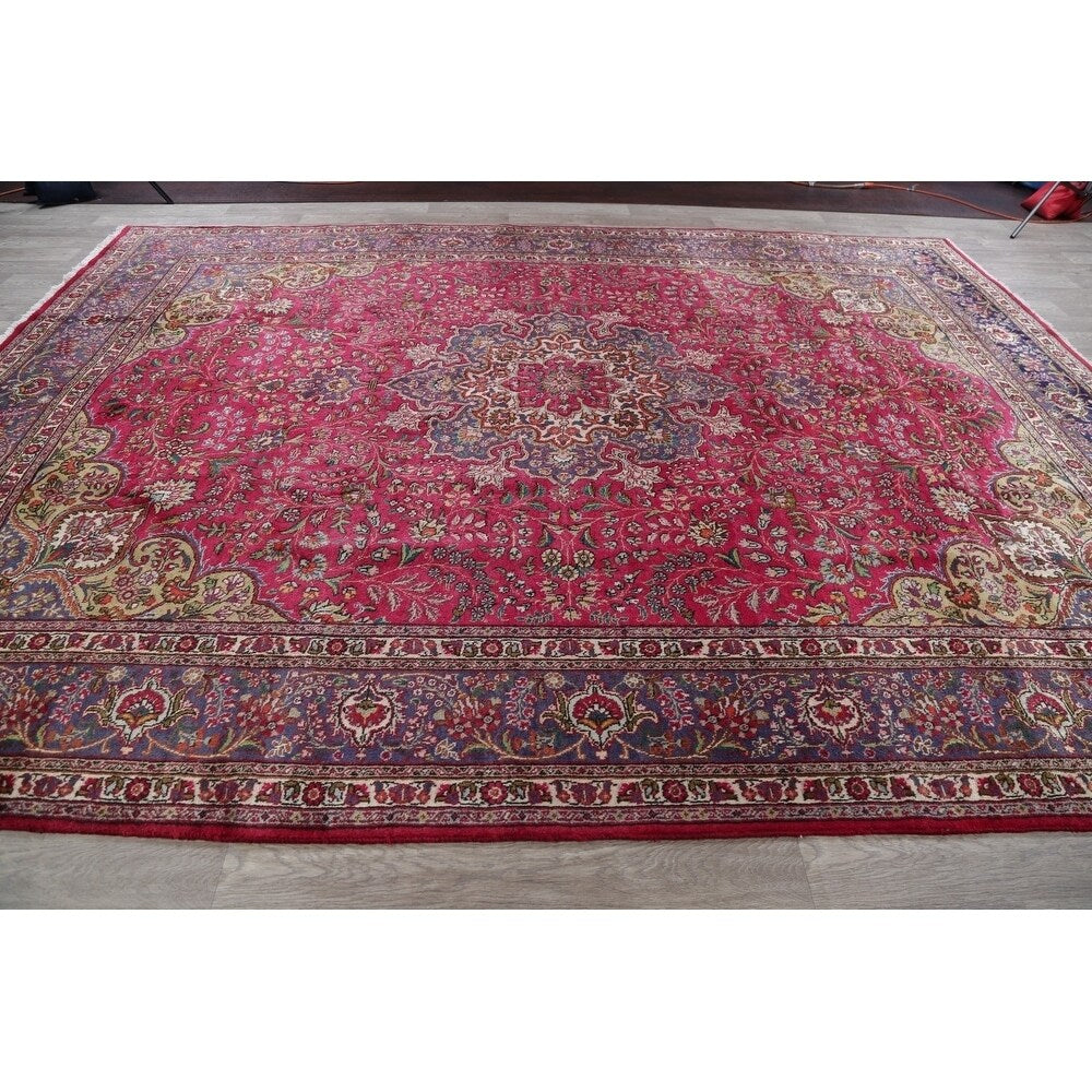 Tabriz Floral Medallion Handmade Wool Persian Oriental Area Rug - 12'11" x 9'8"