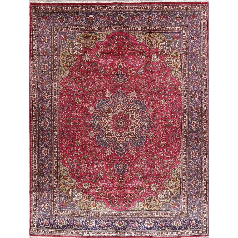 Tabriz Floral Medallion Handmade Wool Persian Oriental Area Rug - 12'11" x 9'8"