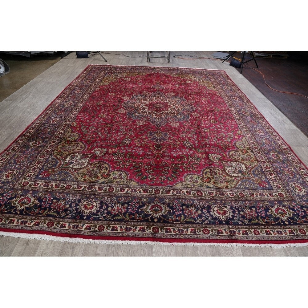 Tabriz Floral Medallion Handmade Wool Persian Oriental Area Rug - 12'11" x 9'8"