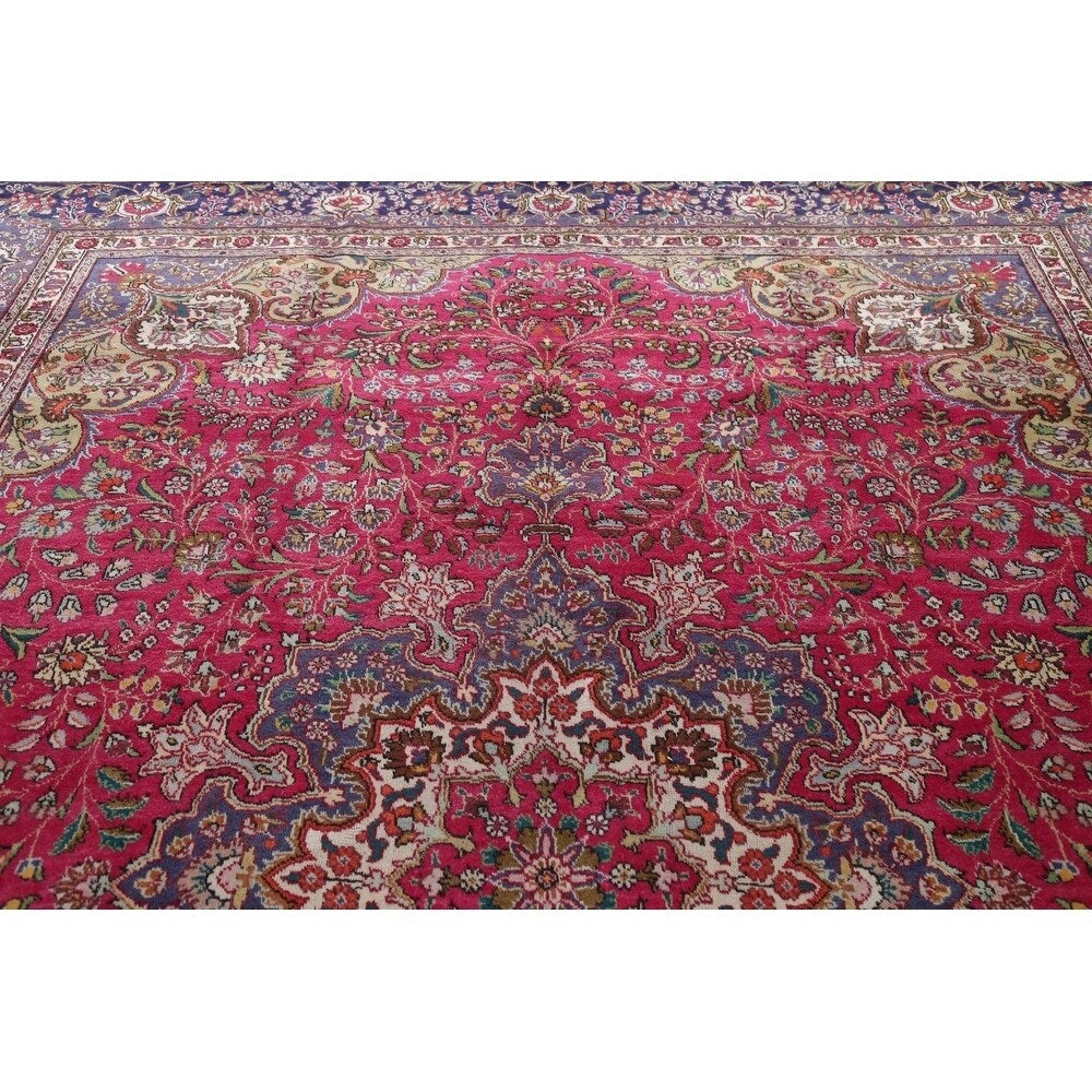 Tabriz Floral Medallion Handmade Wool Persian Oriental Area Rug - 12'11" x 9'8"