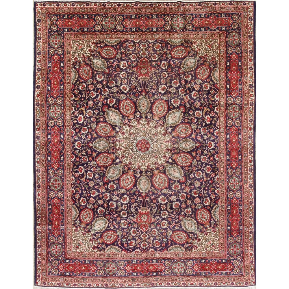 Tabriz Floral Medallion Handmade Wool Persian Oriental Area Rug - 13'2" x 9'2"