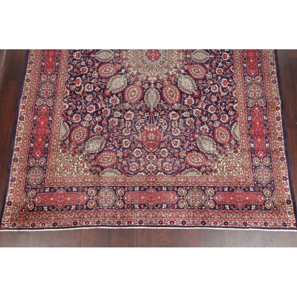Tabriz Floral Medallion Handmade Wool Persian Oriental Area Rug - 13'2" x 9'2"