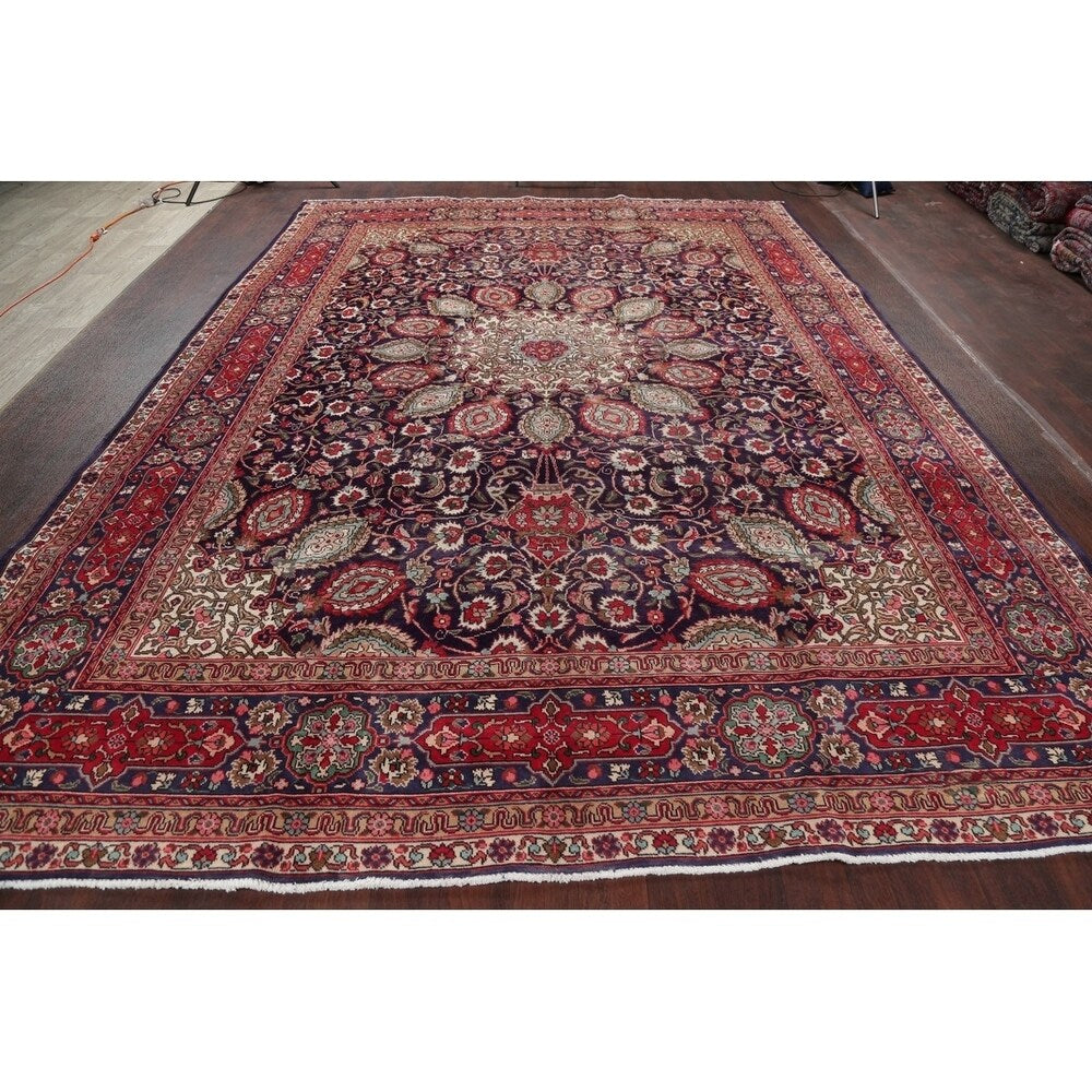 Tabriz Floral Medallion Handmade Wool Persian Oriental Area Rug - 13'2" x 9'2"