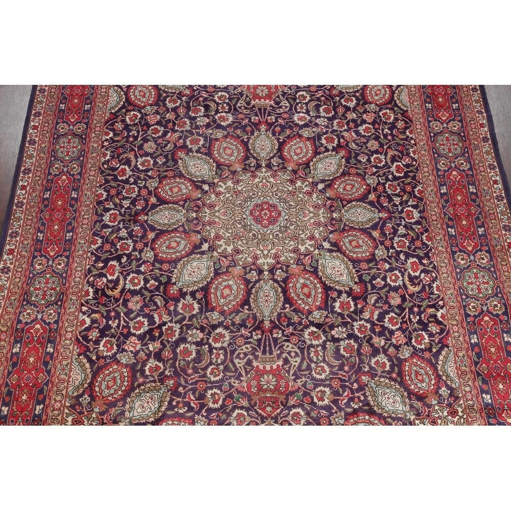 Tabriz Floral Medallion Handmade Wool Persian Oriental Area Rug - 13'2" x 9'2"