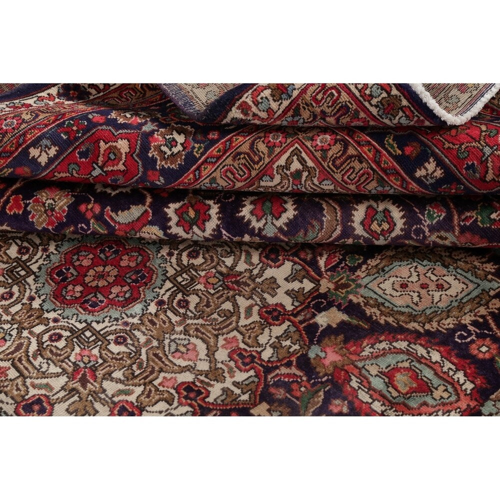 Tabriz Floral Medallion Handmade Wool Persian Oriental Area Rug - 13'2" x 9'2"