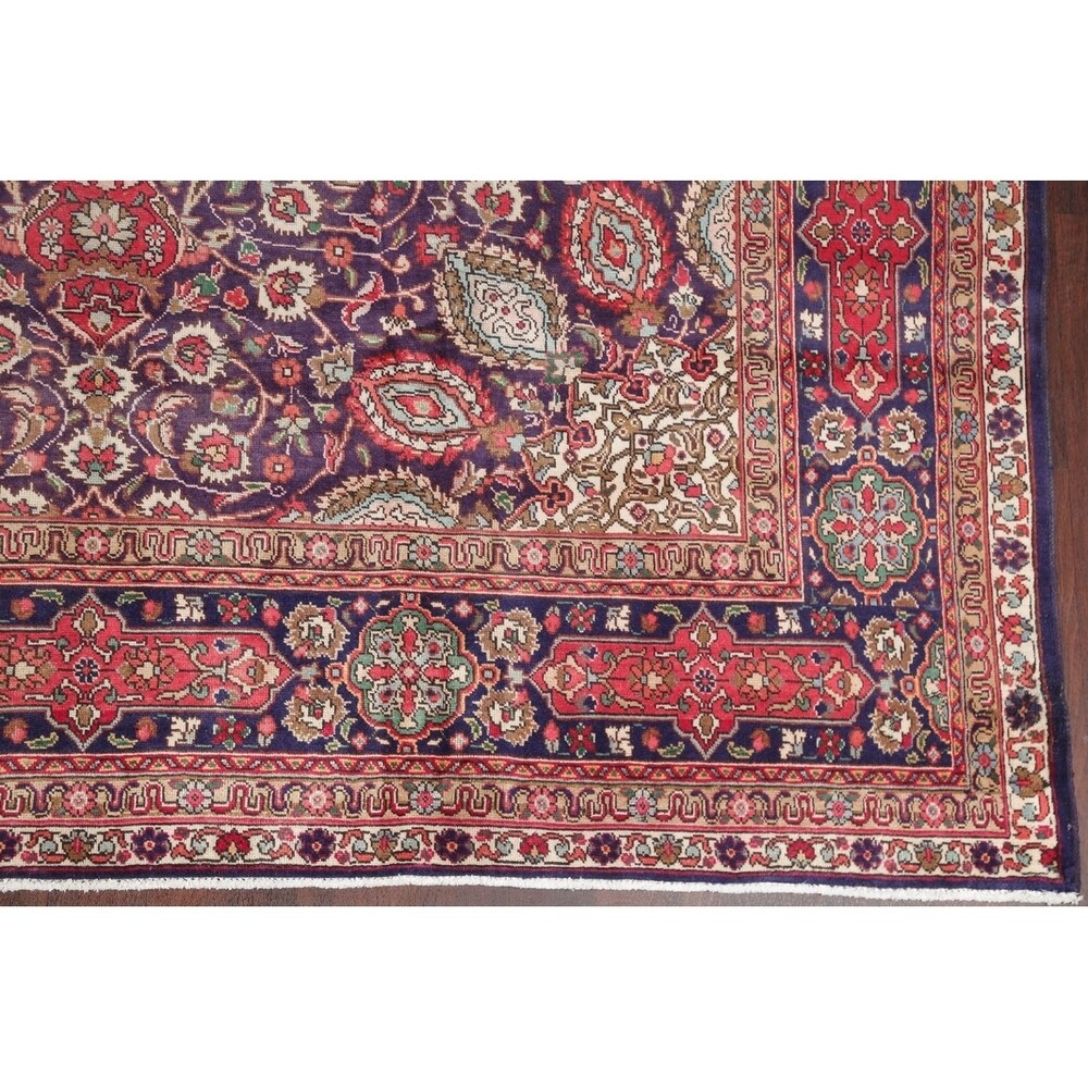 Tabriz Floral Medallion Handmade Wool Persian Oriental Area Rug - 13'2" x 9'2"