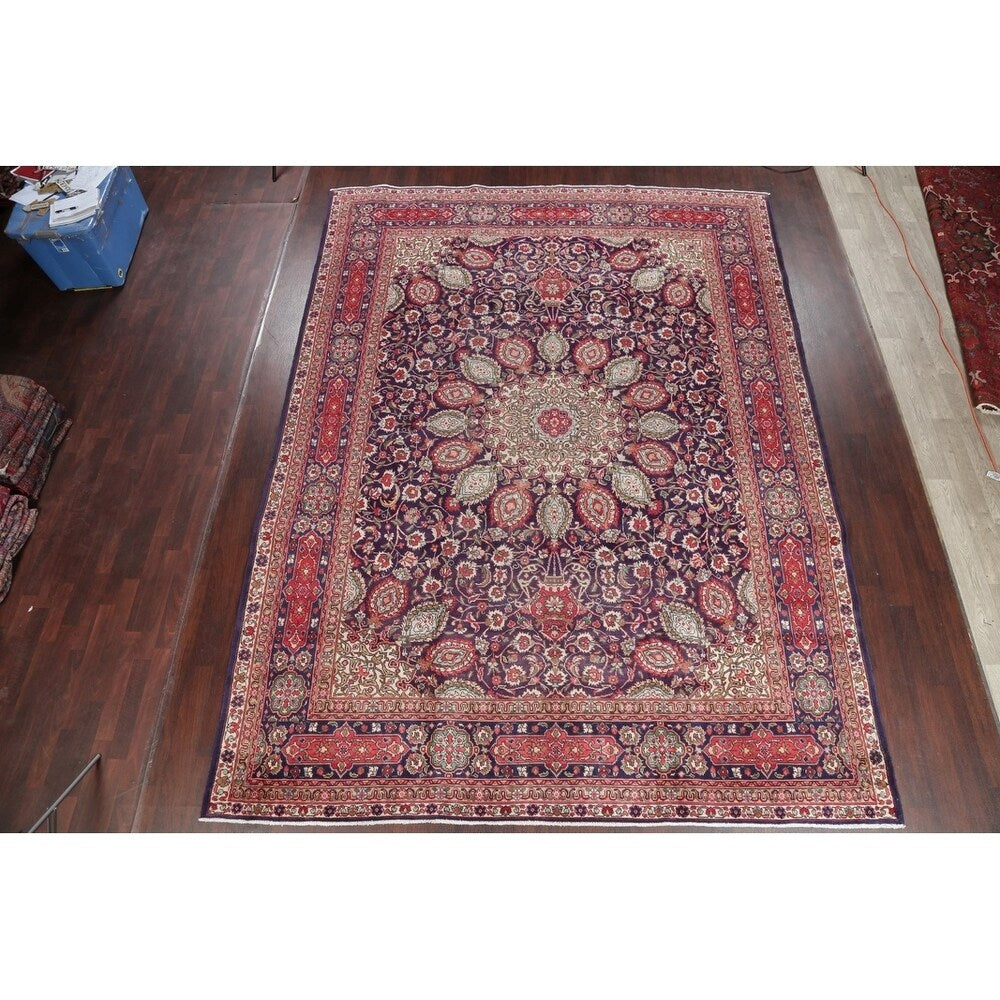 Tabriz Floral Medallion Handmade Wool Persian Oriental Area Rug - 13'2" x 9'2"