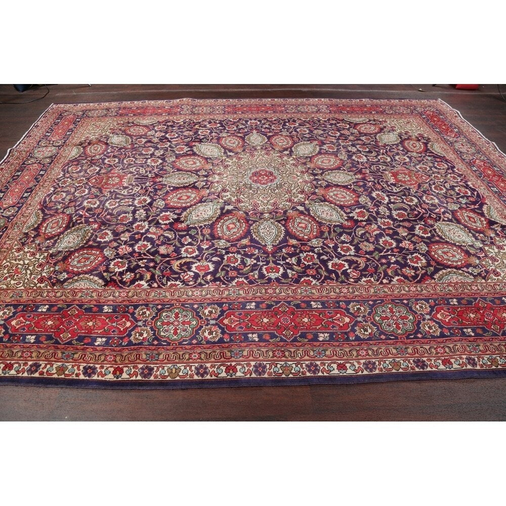 Tabriz Floral Medallion Handmade Wool Persian Oriental Area Rug - 13'2" x 9'2"