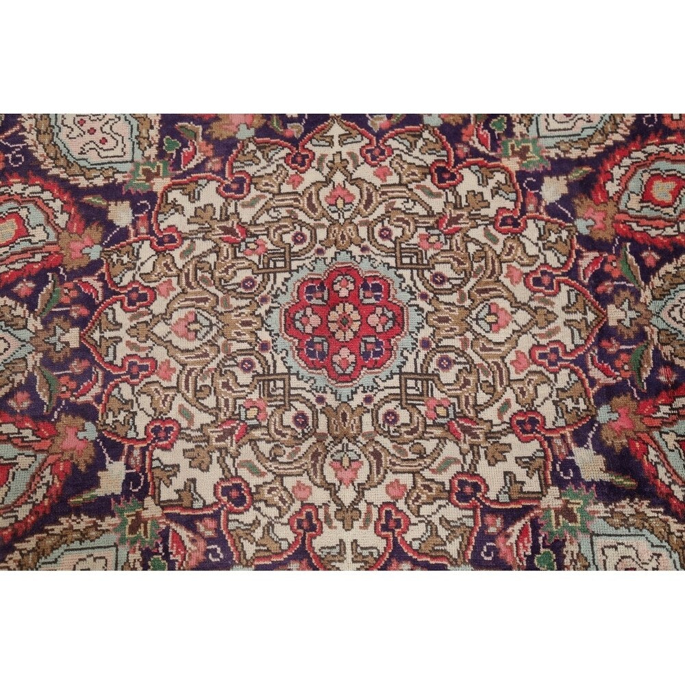 Tabriz Floral Medallion Handmade Wool Persian Oriental Area Rug - 13'2" x 9'2"