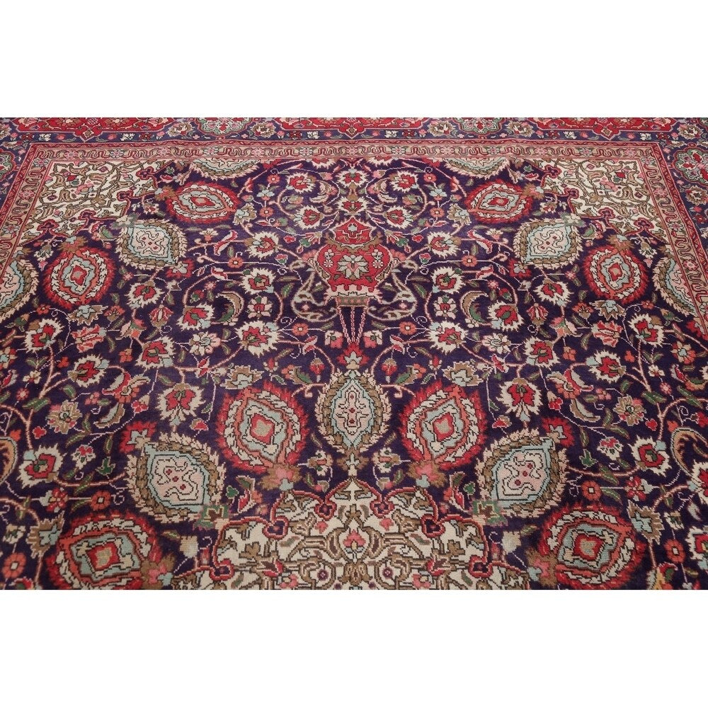 Tabriz Floral Medallion Handmade Wool Persian Oriental Area Rug - 13'2" x 9'2"