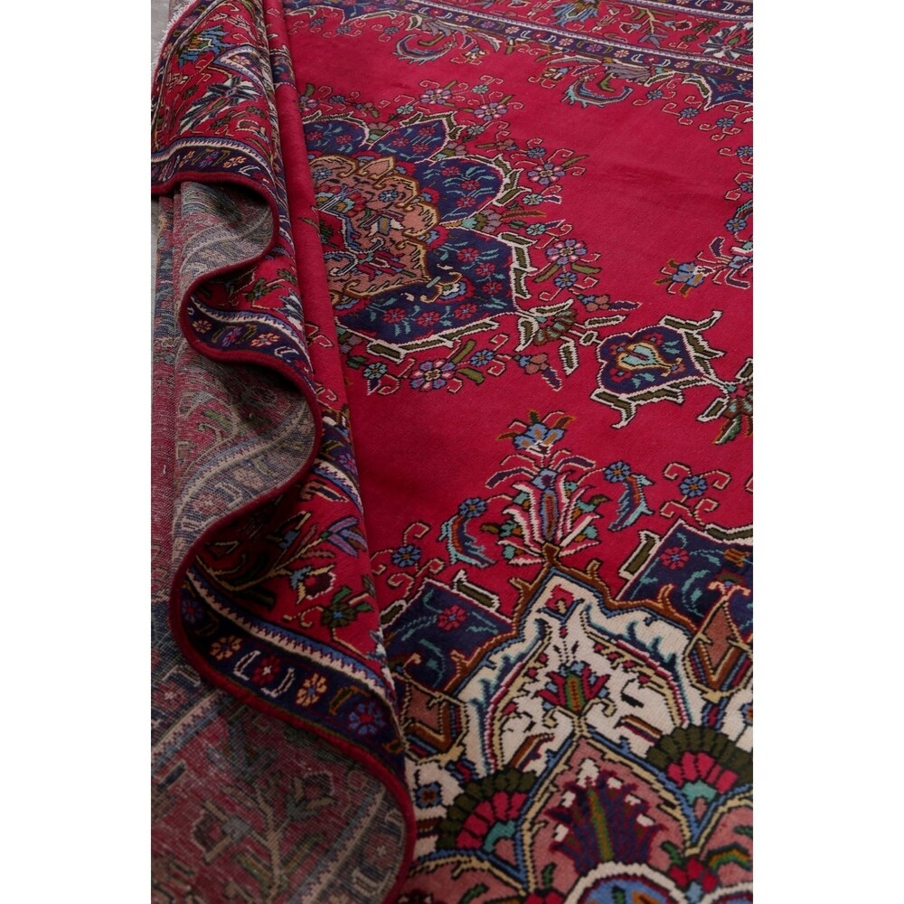 Tabriz Geometric Hand-Knotted Wool Persian Oriental Area Rug - 12'6" x 9'9"