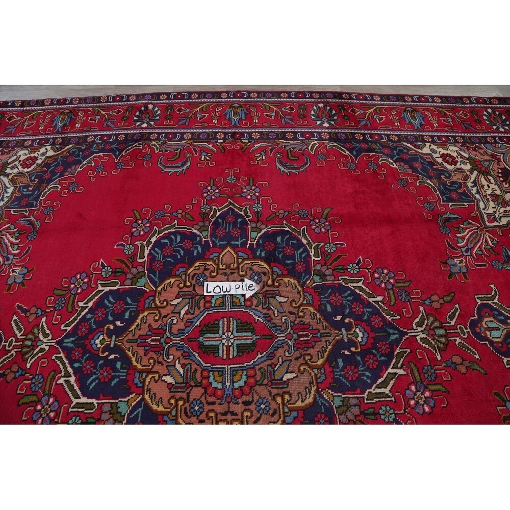 Tabriz Geometric Hand-Knotted Wool Persian Oriental Area Rug - 12'6" x 9'9"