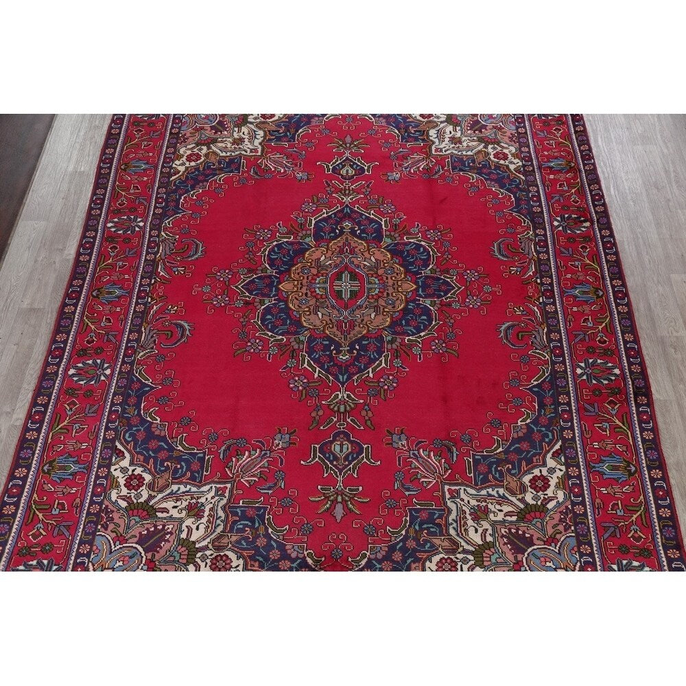 Tabriz Geometric Hand-Knotted Wool Persian Oriental Area Rug - 12'6" x 9'9"