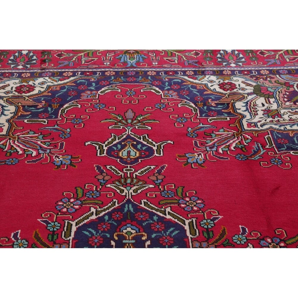Tabriz Geometric Hand-Knotted Wool Persian Oriental Area Rug - 12'6" x 9'9"