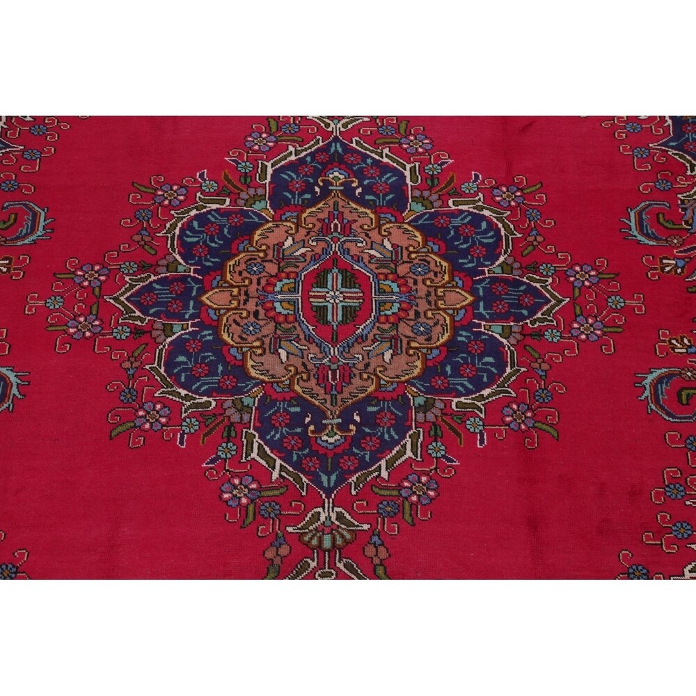 Tabriz Geometric Hand-Knotted Wool Persian Oriental Area Rug - 12'6" x 9'9"
