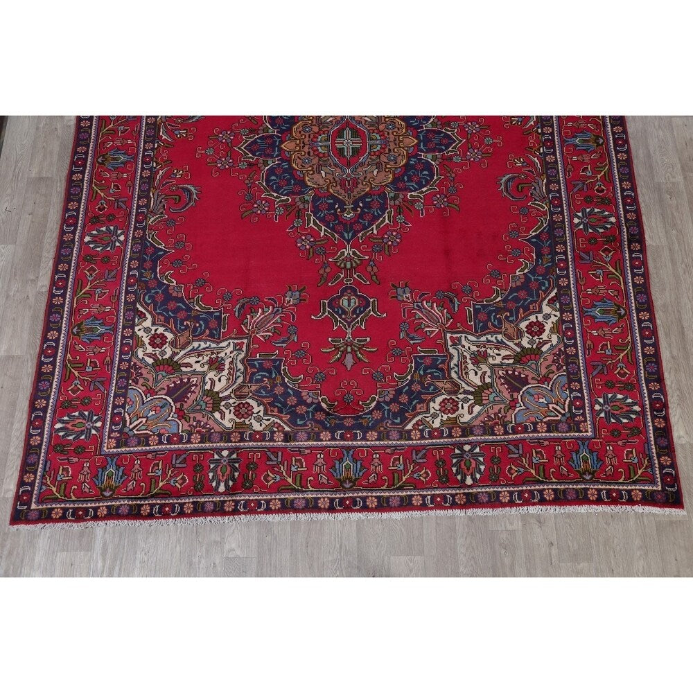 Tabriz Geometric Hand-Knotted Wool Persian Oriental Area Rug - 12'6" x 9'9"