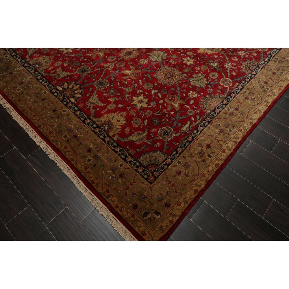 Tabriz Hand Knotted 300 KPSI Red,Tan Wool Persian Oriental Area Rug (9x12) - 08' 07'' x 11' 07''