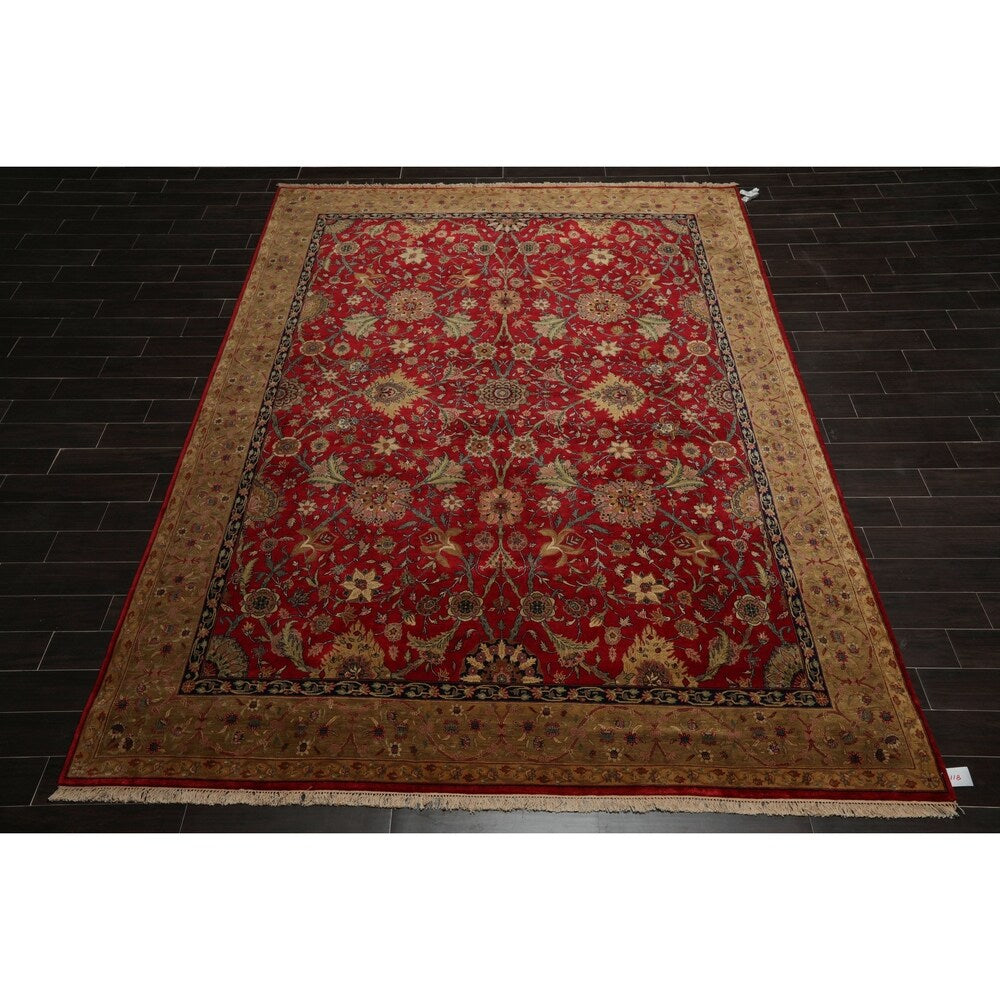 Tabriz Hand Knotted 300 KPSI Red,Tan Wool Persian Oriental Area Rug (9x12) - 08' 07'' x 11' 07''