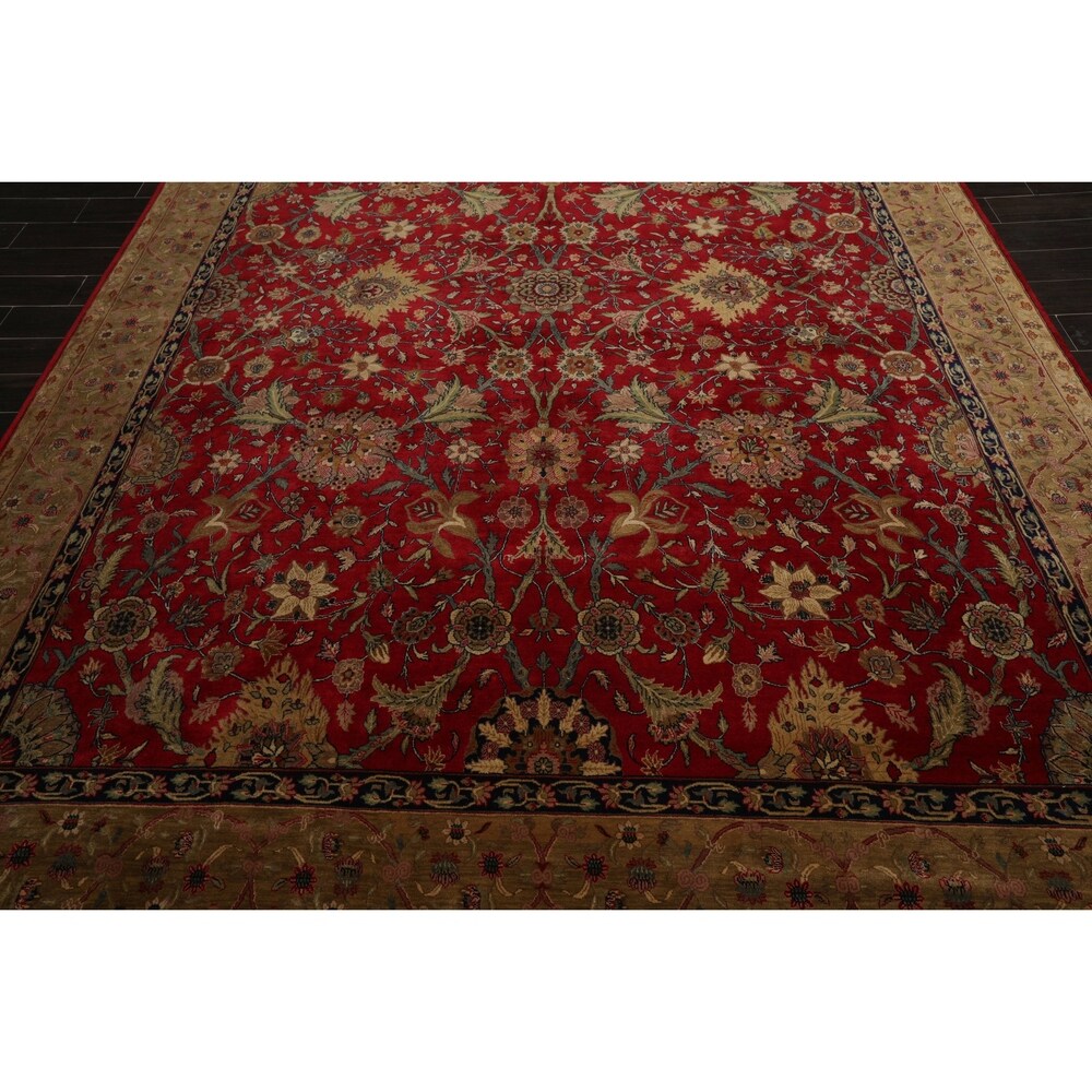 Tabriz Hand Knotted 300 KPSI Red,Tan Wool Persian Oriental Area Rug (9x12) - 08' 07'' x 11' 07''