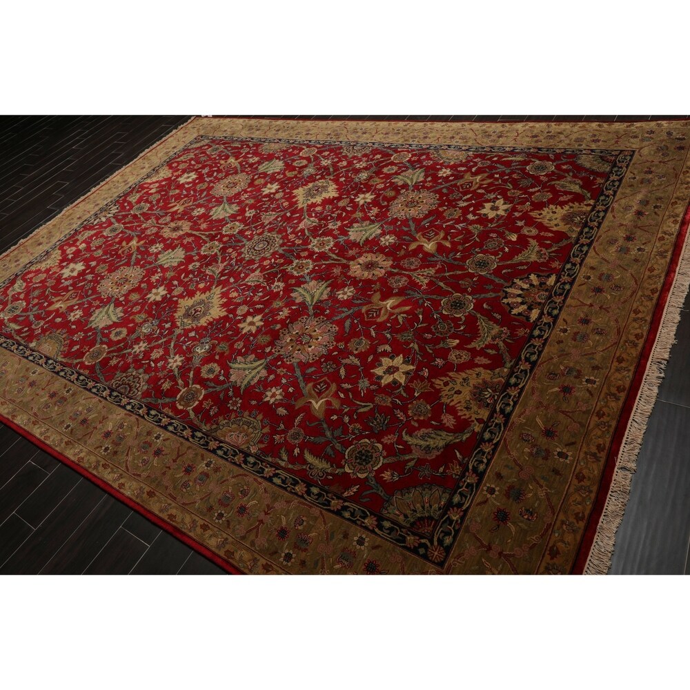 Tabriz Hand Knotted 300 KPSI Red,Tan Wool Persian Oriental Area Rug (9x12) - 08' 07'' x 11' 07''