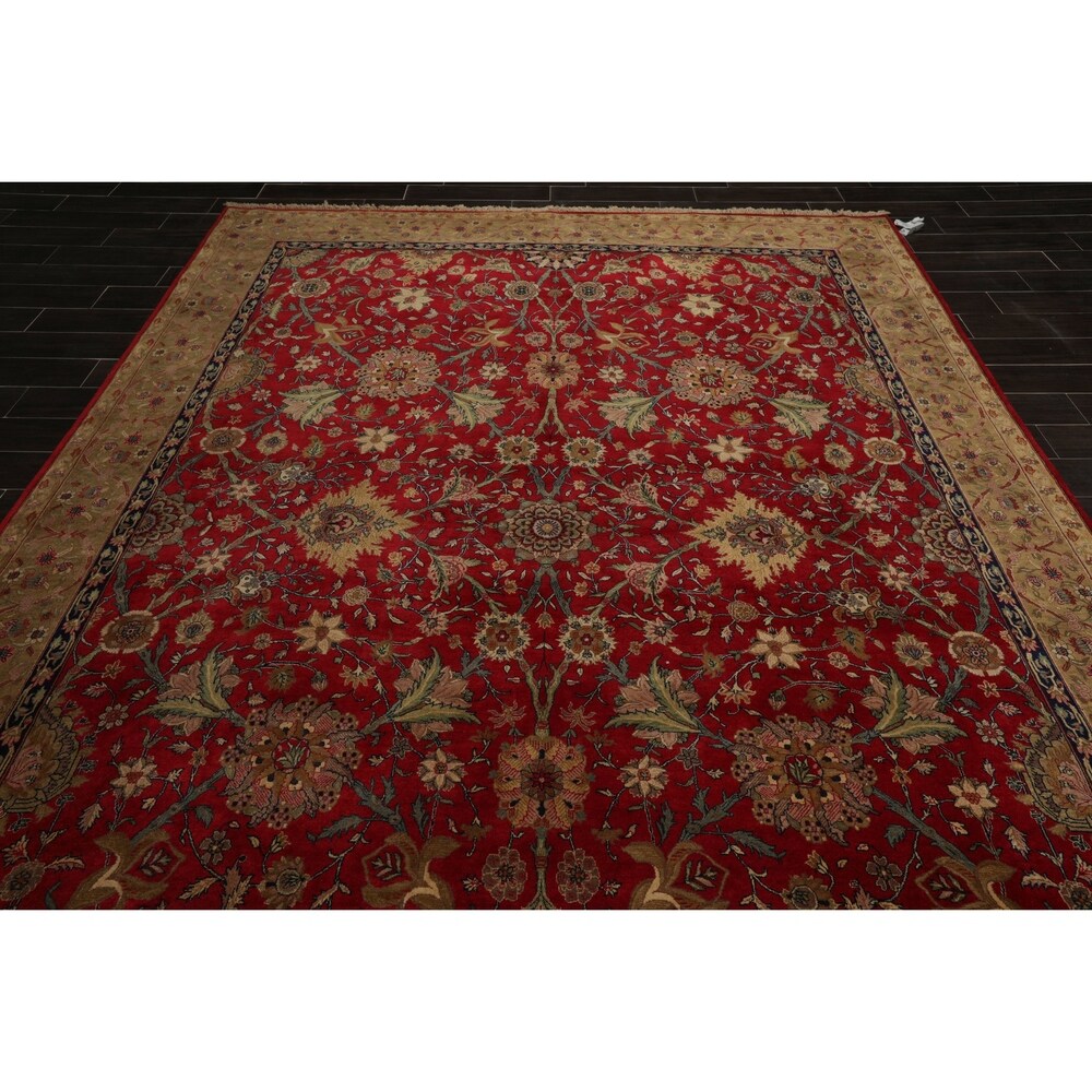 Tabriz Hand Knotted 300 KPSI Red,Tan Wool Persian Oriental Area Rug (9x12) - 08' 07'' x 11' 07''