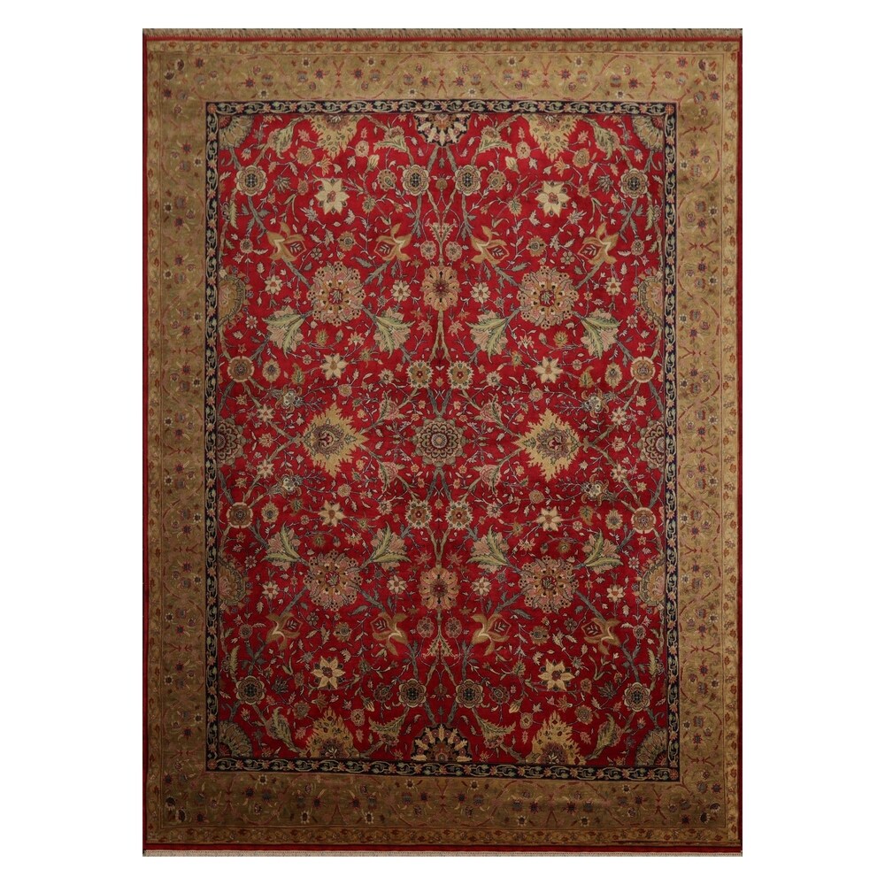 Tabriz Hand Knotted 300 KPSI Red,Tan Wool Persian Oriental Area Rug (9x12) - 08' 07'' x 11' 07''