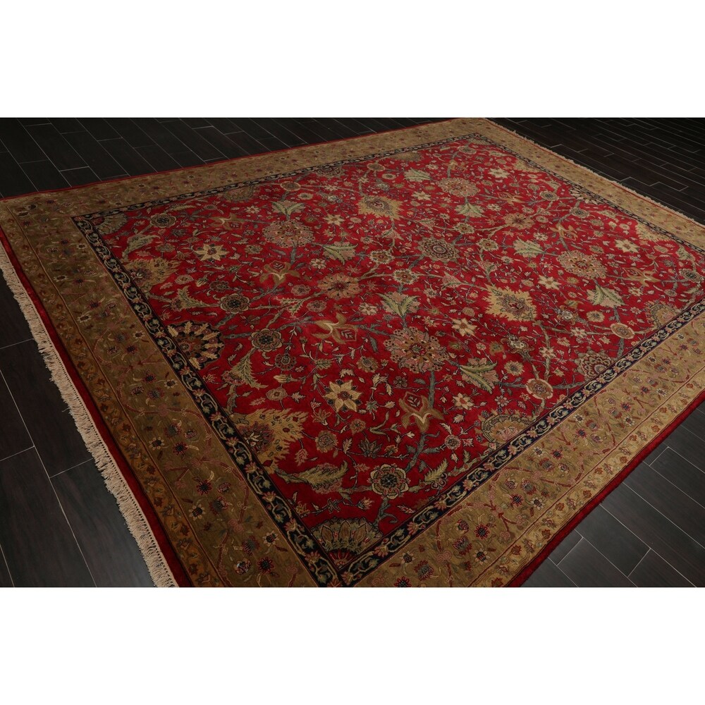 Tabriz Hand Knotted 300 KPSI Red,Tan Wool Persian Oriental Area Rug (9x12) - 08' 07'' x 11' 07''